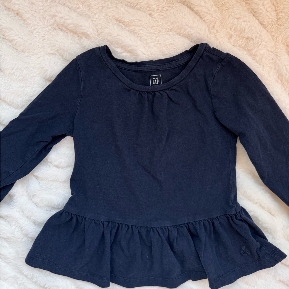 GAP Blue Long Sleeve Peplum Tee